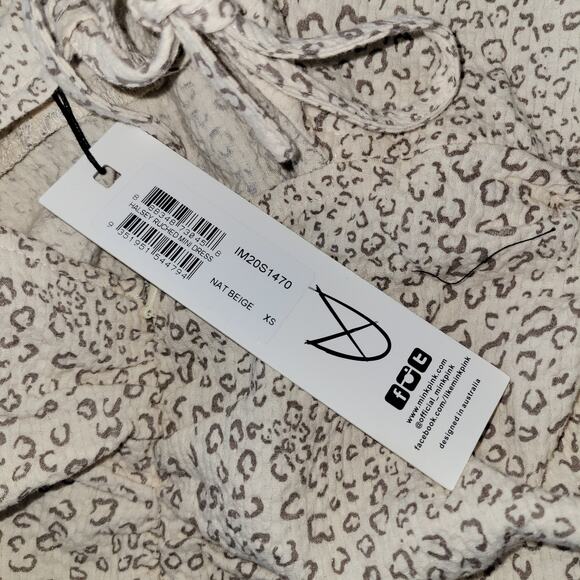 MinkPink Halsey Ruched Mini Natural Beige Cheetah Print Dress Women Sz XS - Picture 12 of 13